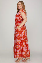 Load image into Gallery viewer, PLUS RUFFLED SLEEVE FLORAL PRINT TIERED
