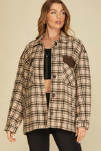 Load image into Gallery viewer, Plaid Shacket with Faux Leather Details

