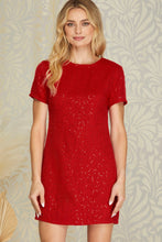 Load image into Gallery viewer, Short Sleeve Sequin Tweed Mini Dress
