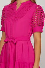 Load image into Gallery viewer, CORCHET LACE FRONT TIE BUTTON DOWN MINI
