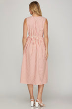 Load image into Gallery viewer, STRIPED CONTRAST FRONT BOW MIDI DRESS
