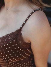 Load image into Gallery viewer, Polka Dot Lace Trim Spaghetti Strap Midi
