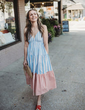 Load image into Gallery viewer, Multi Stripe Bow Tie Dressy Romper

