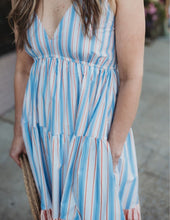 Load image into Gallery viewer, Multi Stripe Bow Tie Dressy Romper
