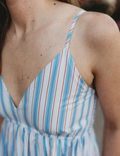 Load image into Gallery viewer, Multi Stripe Bow Tie Dressy Romper
