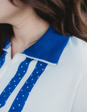 Load image into Gallery viewer, Polka Dot Quarter Zip Dolman Top
