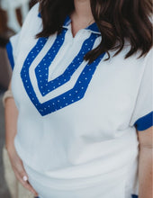 Load image into Gallery viewer, Polka Dot Quarter Zip Dolman Top
