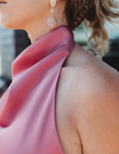 Load image into Gallery viewer, Satin Halter Neck Open Back Lace Trim Top
