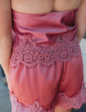 Load image into Gallery viewer, Satin Halter Neck Open Back Lace Trim Top
