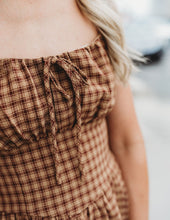Load image into Gallery viewer, Plaid Corset Detail Front Tie Tiered Mid
