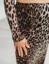 Load image into Gallery viewer, Leopard Mesh Pencil Midi Skirt
