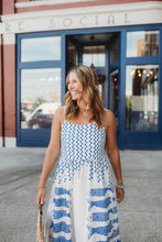 Load image into Gallery viewer, Vacation Back Smocked Ocean Print Strap
