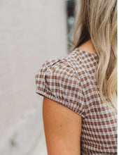 Load image into Gallery viewer, Plaid Button Down Puff Sleeve Contoured
