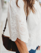 Load image into Gallery viewer, Floral Eyelet Cotton Scalloped Blouse
