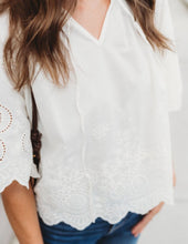 Load image into Gallery viewer, Floral Eyelet Cotton Scalloped Blouse
