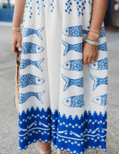 Load image into Gallery viewer, Vacation Back Smocked Ocean Print Strap
