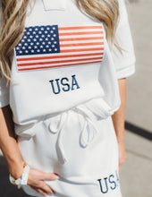 Load image into Gallery viewer, Usa Collared Top And Skirt Set

