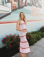 Load image into Gallery viewer, Color Block Striped Crochet Floral Knit
