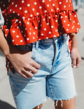 Load image into Gallery viewer, Polka Dot Side Tie Detail Ruffled Top
