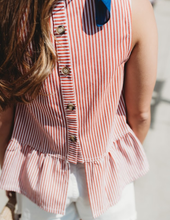 Load image into Gallery viewer, Stripe Button Back Closure Top
