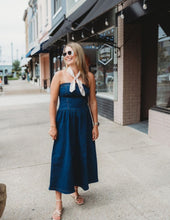 Load image into Gallery viewer, Strapless Denim Midi Dress
