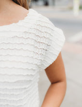 Load image into Gallery viewer, Ruffle Texture Short Sleeve Sheer Top

