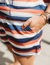Load image into Gallery viewer, Striped Top Front Zip Shorts Set
