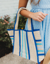 Load image into Gallery viewer, Oversized Striped Straw Braided Tote Bag
