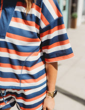 Load image into Gallery viewer, Striped Top Front Zip Shorts Set
