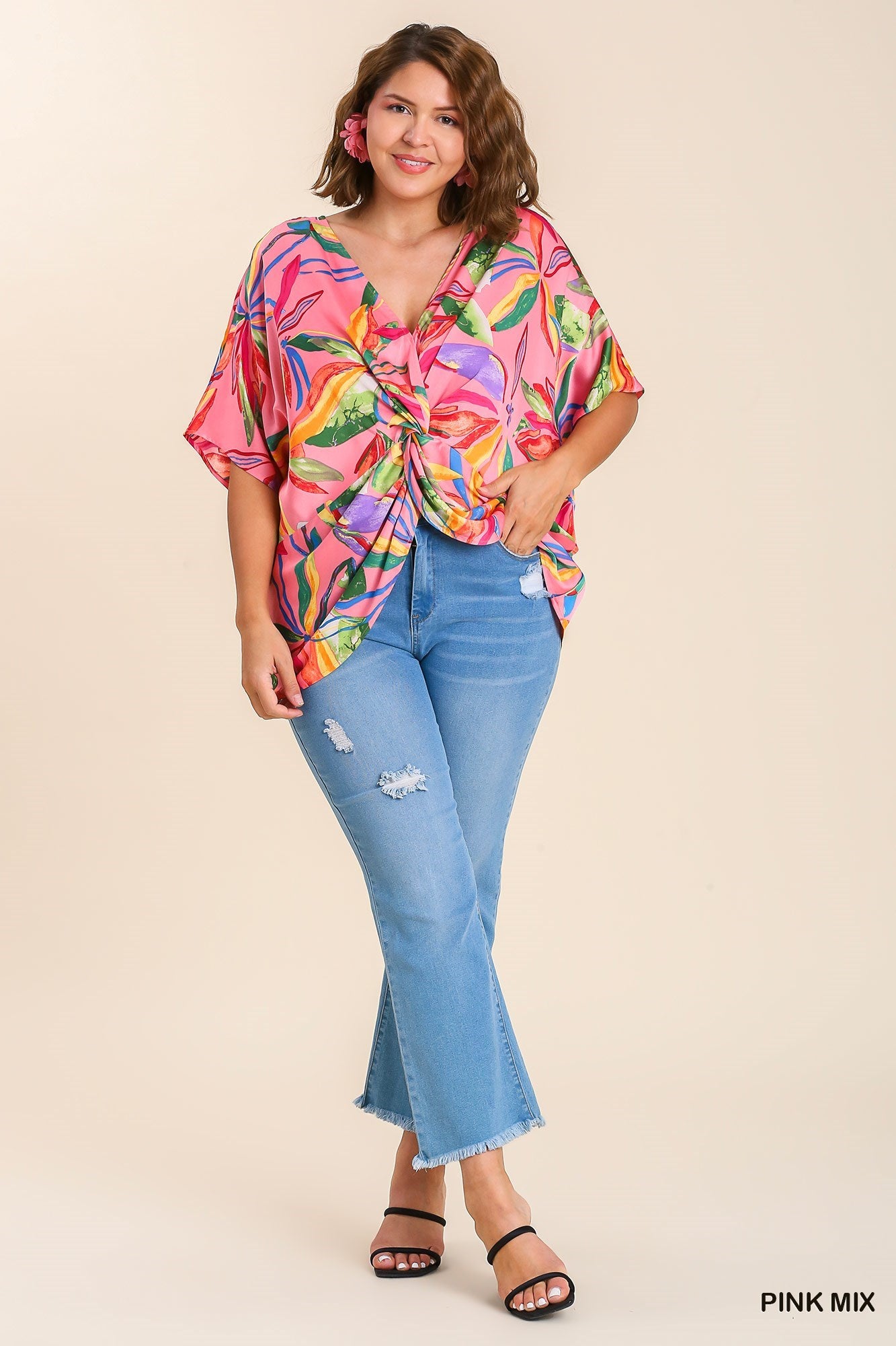 Print Front Twist Top