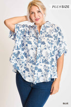 Load image into Gallery viewer, PLUS Two Tone Floral Print Button Down T
