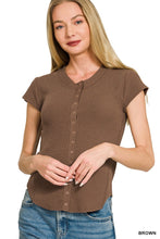 Load image into Gallery viewer, Double Knit Snap Button Short Sleeve Blo
