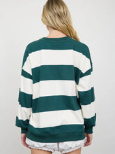 Load image into Gallery viewer, Oversized Wide Stripe Crew Neck Knit Top
