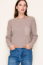 Load image into Gallery viewer, Waffle Textured Chest Pocket Crew Neck
