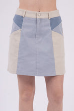 Load image into Gallery viewer, Washed Cotton Twill Color Block Casual Mini skirt (part of a set)
