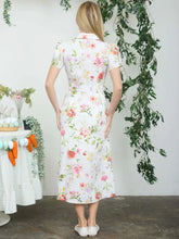 Load image into Gallery viewer, Floral Short Sleeve Belted Midi Shirt Dr
