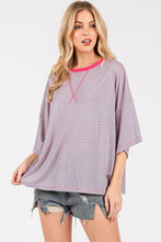 Load image into Gallery viewer, Contrast Band Striped Shirts Casual Top
