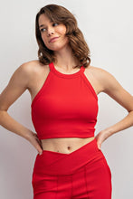 Load image into Gallery viewer, NYLON RIB CROPPED HALTER TANK
