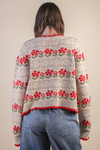 Load image into Gallery viewer, Floral Graphic Detail Knit Sweater Cardi
