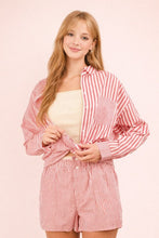 Load image into Gallery viewer, Striped Oversized Comfy Shirt Top &amp; Short SET
