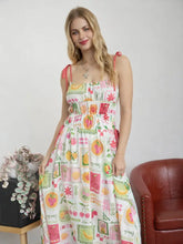 Load image into Gallery viewer, Fruit Motif Shirred Spaghetti Strap Maxi
