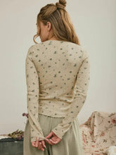 Load image into Gallery viewer, Floral Snap Front Long Sleeve Waffle Kni
