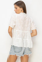Load image into Gallery viewer, FLORAL EMBROIDERED BABYDOLL TOP
