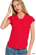 Load image into Gallery viewer, Double Knit Snap Button Short Sleeve Blo
