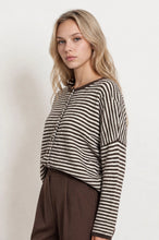 Load image into Gallery viewer, Stripe Raw Edge Drop Shoulder Knit Cardi
