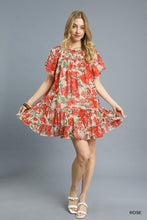 Load image into Gallery viewer, Sheer Watercolor Floral Tiered Mini Dres
