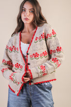 Load image into Gallery viewer, Floral Graphic Detail Knit Sweater Cardi
