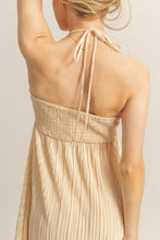 Load image into Gallery viewer, Plisse Halter Neck Flowy Maxi Dress
