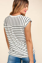 Load image into Gallery viewer, DROP SHOULDER STRIPE WITH SIDE SHIRRED TOP
