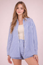 Load image into Gallery viewer, Striped Oversized Comfy Shirt Top &amp; Short SET
